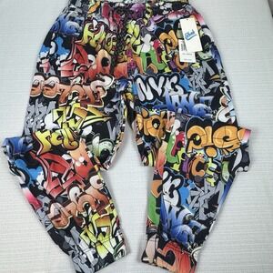 Fresh Prints of Bel-Air Graffiti Drawstring Joggers Size Medium New